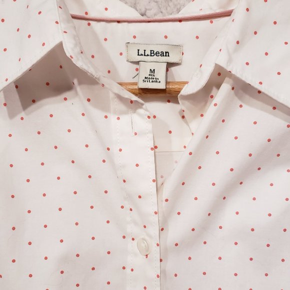 L.L. Bean Polka Dot Button Down Shirt: Size M - Picture 4 of 5